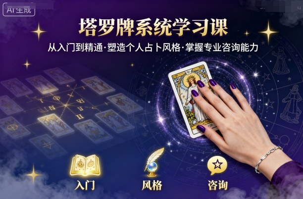 塔罗牌系统学习课，助你从入门到精通，塑造个人占卜风格，掌握专业咨询能力-优优云网创