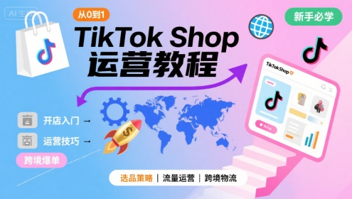 TikTok Shop从0到1运营教程,TikTok跨境电商新手必学课程-优优云网创