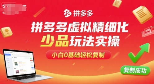 拼多多虚拟精细化少品玩法实操,小白0基础轻松复制-优优云网创