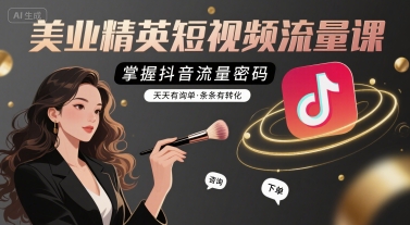 美业精英短视频流量课，掌握抖音流量密码，天天有询单，条条有转化-优优云网创