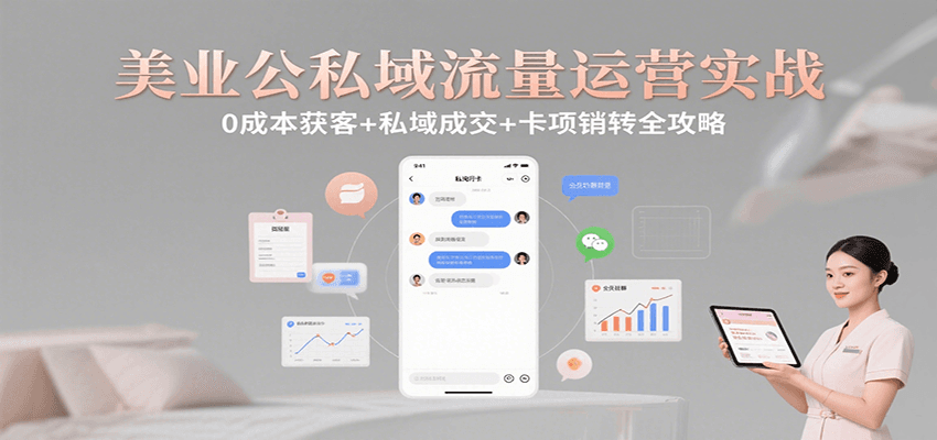 美业公私域流量运营实战：0成本获客+私域成交+卡项销转全攻略-优优云网创