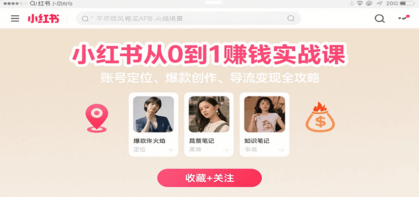 小红书从0到1赚钱实战课：账号定位、 爆款创作 、导流变现全攻略-优优云网创