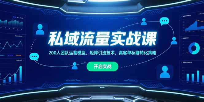 私域流量实战课，200人团队运营模型，矩阵引流技术，高客单私聊转化策略-优优云网创