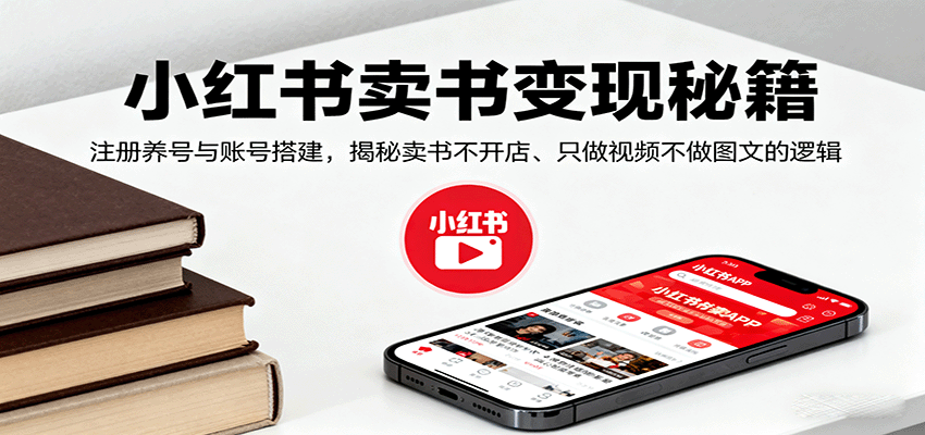 小红书卖书变现秘籍,注册养号与账号搭建,揭秘卖书不开店、只做视频不做图文的逻辑-优优云网创