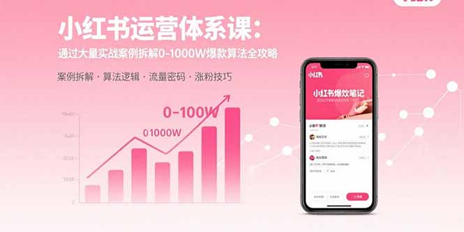 小红书运营体系课：通过大量实战案例拆解0-1000W爆款算法全攻略-优优云网创