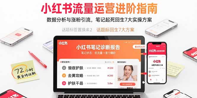 小红书流量运营进阶指南，数据分析与涨粉引流，笔记起死回生7大实操方案-优优云网创