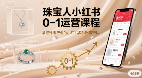珠宝人小红书0-1运营课程，掌握珠宝行业的小红书多种账号玩法-优优云网创