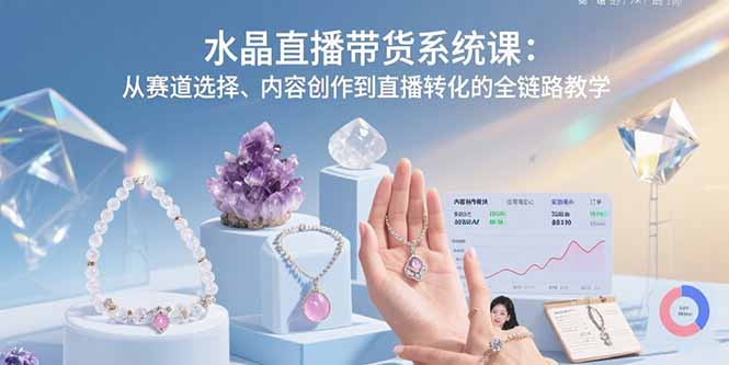水晶直播带货系统课：从赛道选择、内容创作到直播转化的全链路教学-优优云网创