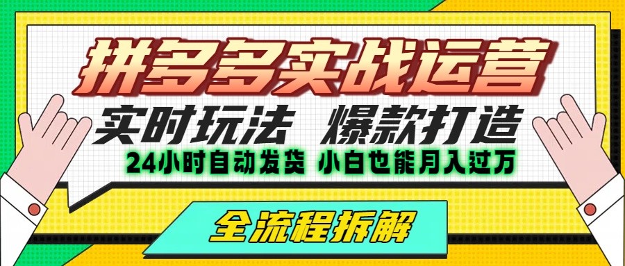 拼多多最新实战运营高投产:长久稳定项目,单店利润一天三位数-优优云网创
