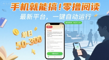手机就能搞！零撸阅读挂G，最新平台，一键自动运行，随时随地挣，单日50-3张+【揭秘】-优优云网创