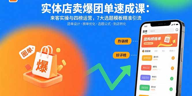实体店卖爆团单速成课：来客实操与四榜运营，7大选题模板精准引流-优优云网创