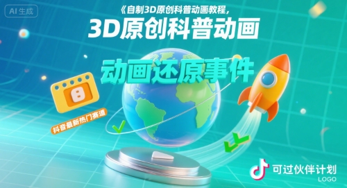 自制3D原创科普动画教程，动画还原事件，抖音最新热门赛道，可过伙伴计划-优优云网创