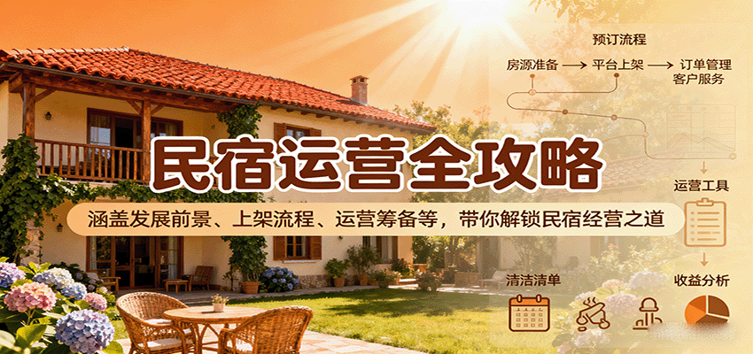 民宿运营全攻略:涵盖发展前景、上架流程、运营筹备等,带你解锁民宿经营之道-优优云网创