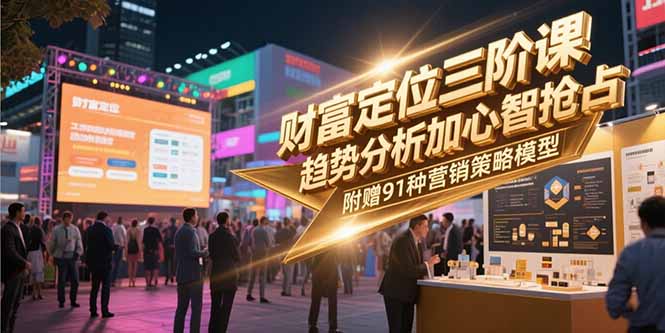 财富定位三阶课,趋势分析加心智抢占,附赠91种营销策略模型-优优云网创