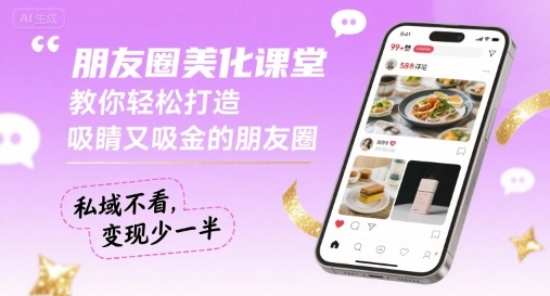 朋友圈美化课堂,教你轻松打造,吸睛又吸金的朋友圈,私域不看,变现少一半-优优云网创