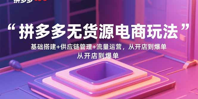 拼多多无货源电商玩法:基础搭建+供应链管理+流量运营,从开店到爆单-优优云网创