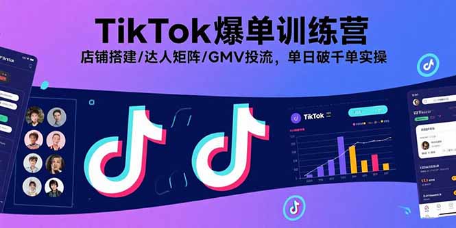 TikTok爆单训练营,店铺搭建/达人矩阵/GMV投流,单日破千单实操-优优云网创
