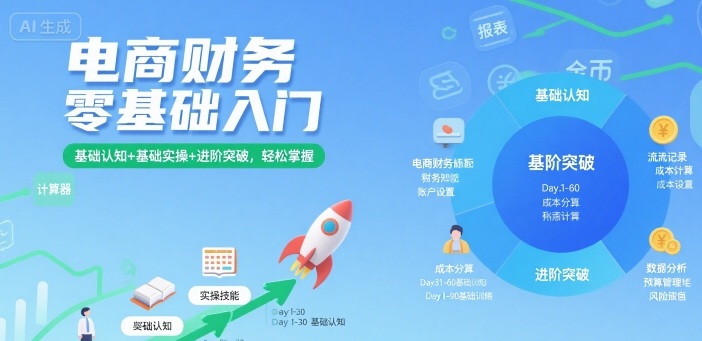 电商财务零基础入门,基础认知+基础实操+进阶突破,轻松掌握