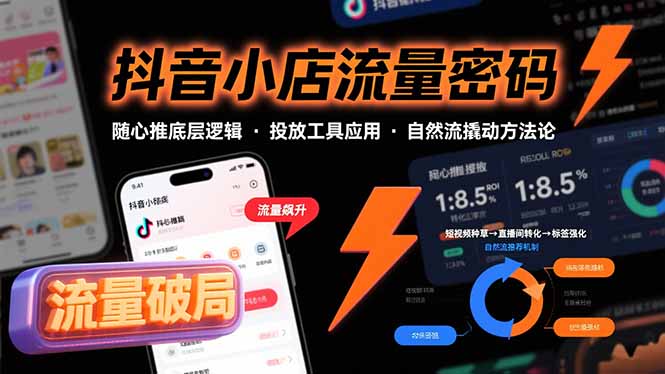 抖音小店流量密码，随心推底层逻辑，投放工具应用，自然流撬动核心方法论-优优云网创