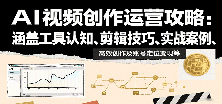 AI视频创作运营攻略：涵盖工具认知、剪辑技巧、实战案例、高效创作及账号定位变现等-优优云网创