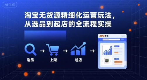 淘宝无货源精细化运营玩法，从选品到起店的全流程实操-优优云网创