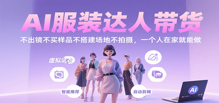 AI服装达人带货，不出镜不买样品不搭建场地不拍摄，一个人在家就能做-优优云网创